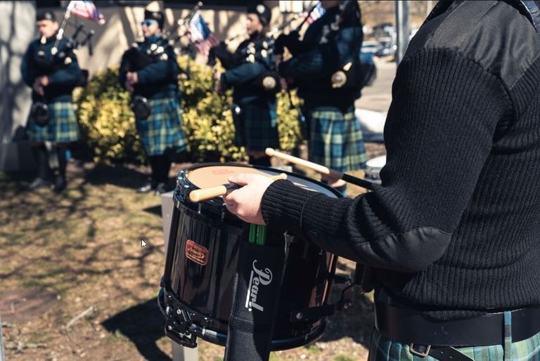 Northport Pipe & Drum Band drummer performing